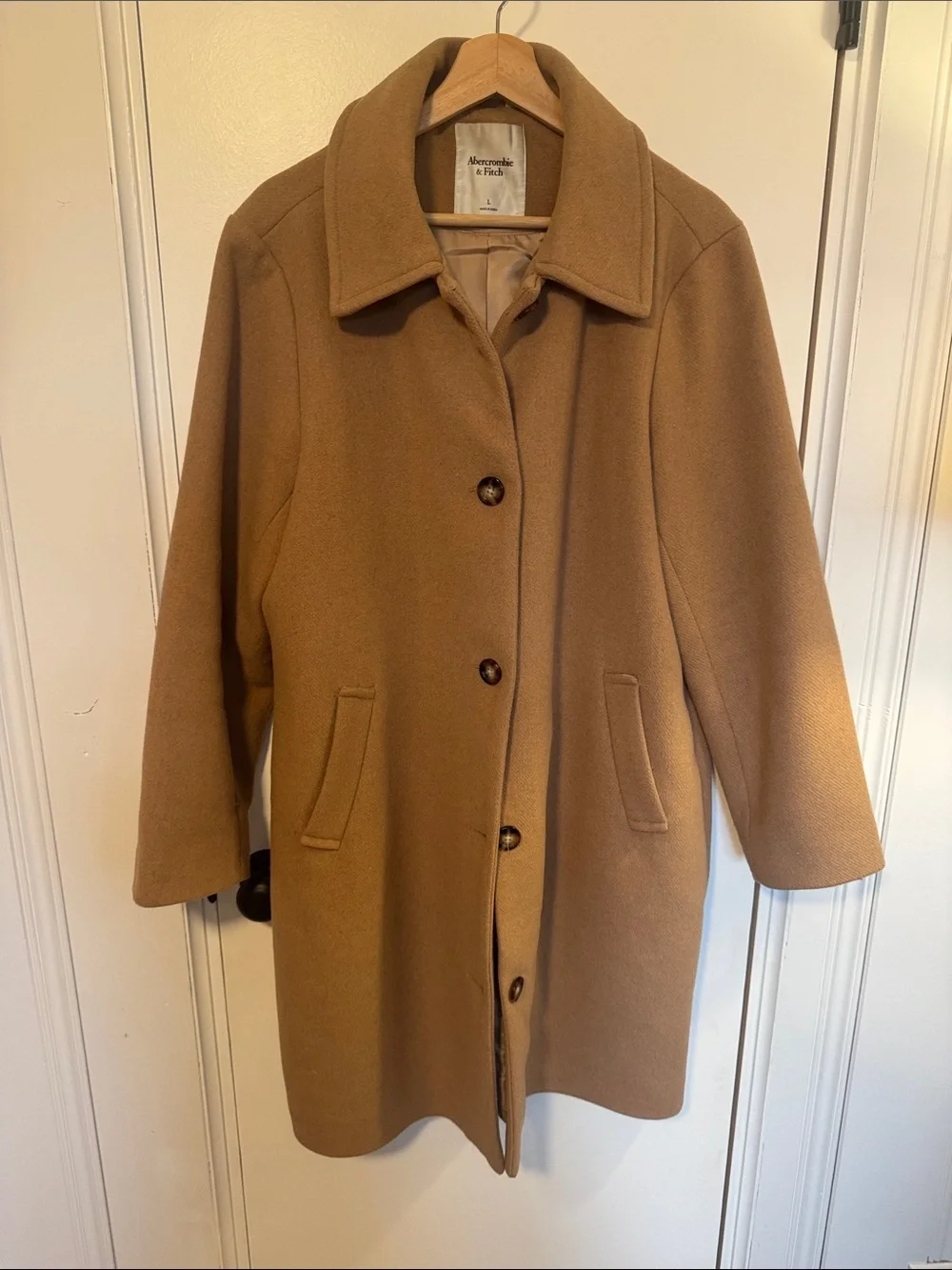 Abercrombie & Fitch Women's Camel Wool-Blend Coat L
